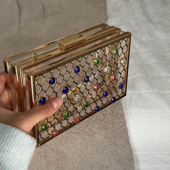 Handbags - Gold clutch with gems